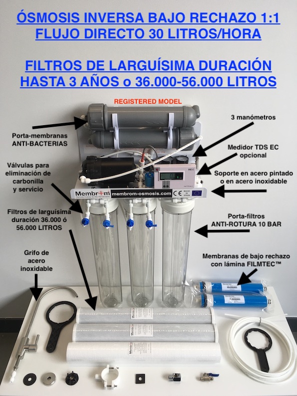 SISTEMA DE ÓSMOSIS INVERSA DE 5 ETAPAS Y FILTRACIÓN DE 5 MICRAS PARA FLUJO  DE 100 GPD