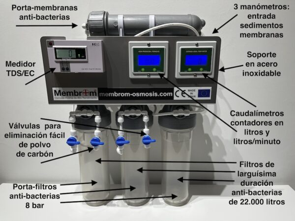 ÓSMOSIS INVERSA PROFESIONAL BAJO RECHAZO 2:1 FLUJO DIRECTO MEMBROM® ANTI-BACTERIAS OI-PR-2:1-07-NX-AB10 - Imagen 2